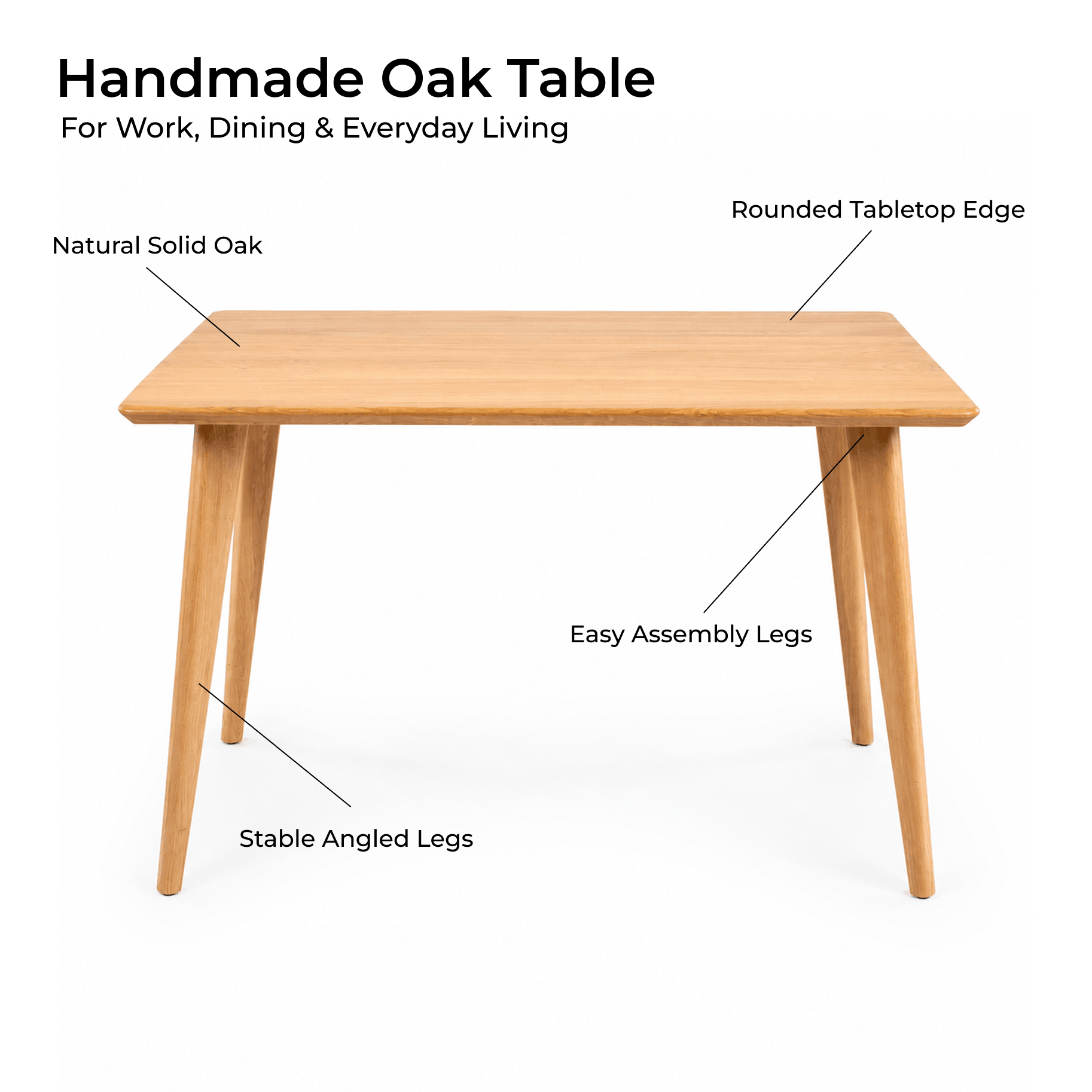 Natural Solid Oak Table